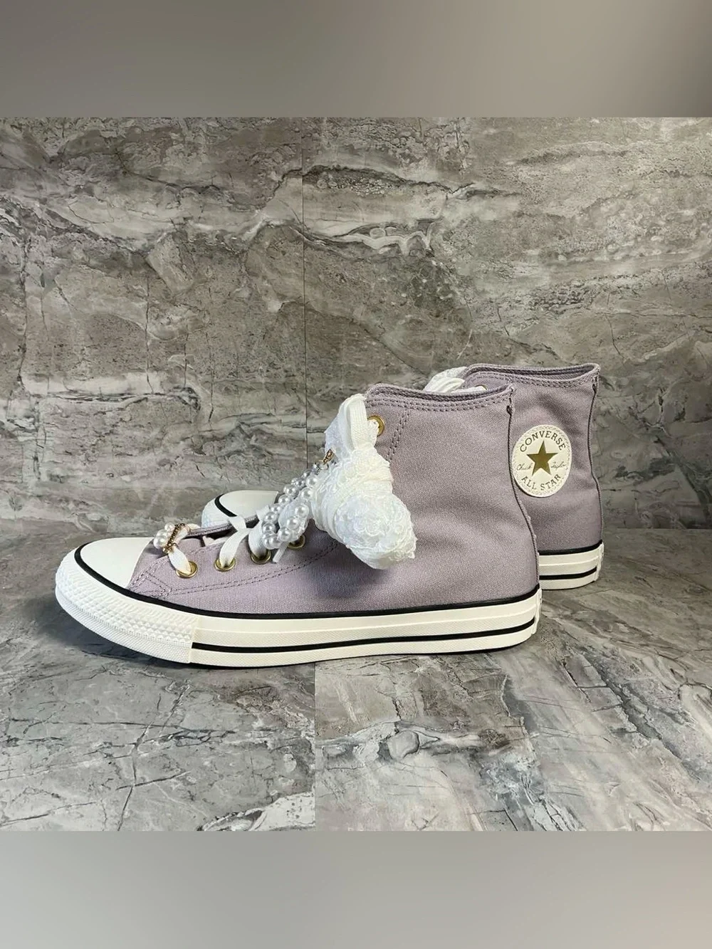 Womens Converse Chuck Taylor All Star High-Top Dressed Up Pearls & Lace Sneaker